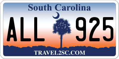 SC license plate ALL925