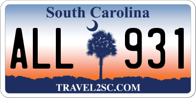 SC license plate ALL931