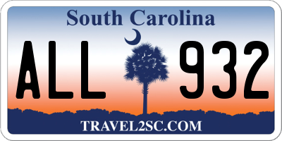SC license plate ALL932
