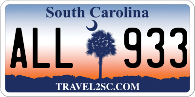 SC license plate ALL933