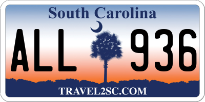 SC license plate ALL936