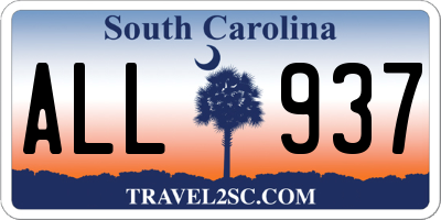 SC license plate ALL937