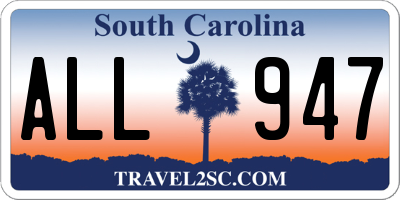 SC license plate ALL947