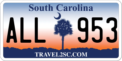 SC license plate ALL953