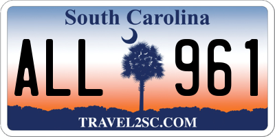 SC license plate ALL961