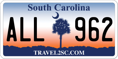 SC license plate ALL962