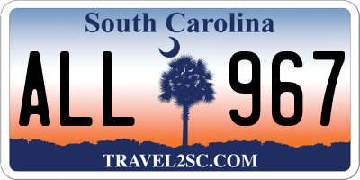 SC license plate ALL967