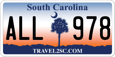SC license plate ALL978