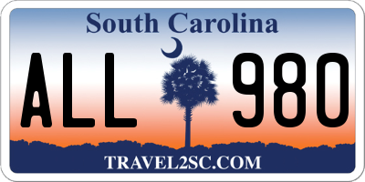 SC license plate ALL980