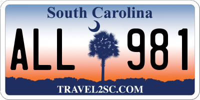 SC license plate ALL981