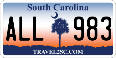 SC license plate ALL983