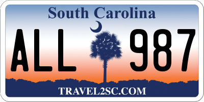 SC license plate ALL987