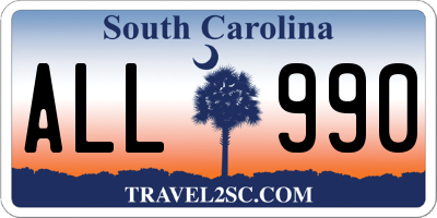 SC license plate ALL990