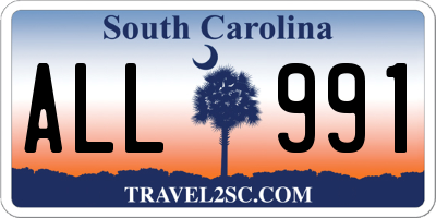 SC license plate ALL991