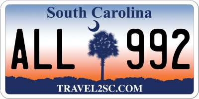 SC license plate ALL992