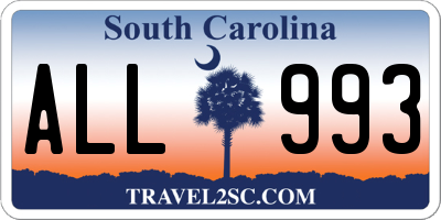 SC license plate ALL993