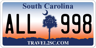 SC license plate ALL998