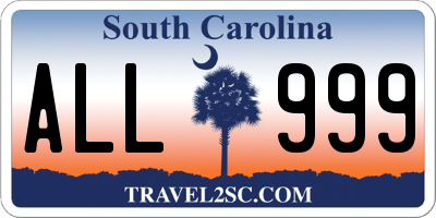SC license plate ALL999