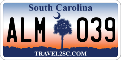 SC license plate ALM039
