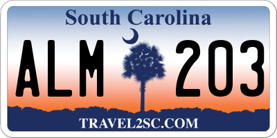 SC license plate ALM203