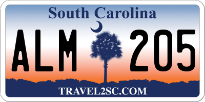 SC license plate ALM205