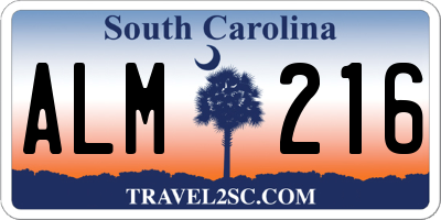 SC license plate ALM216