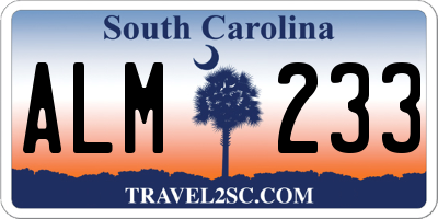 SC license plate ALM233