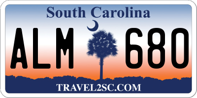 SC license plate ALM680