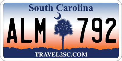 SC license plate ALM792