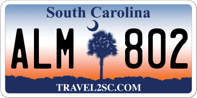 SC license plate ALM802