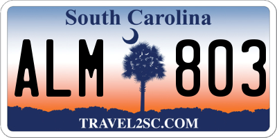 SC license plate ALM803