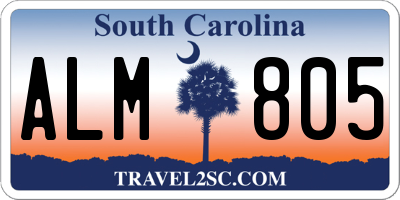 SC license plate ALM805