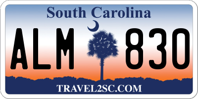SC license plate ALM830