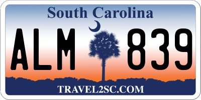 SC license plate ALM839