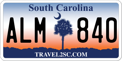 SC license plate ALM840