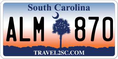 SC license plate ALM870