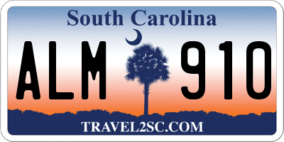 SC license plate ALM910