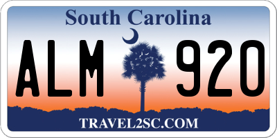SC license plate ALM920