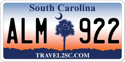 SC license plate ALM922