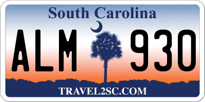 SC license plate ALM930