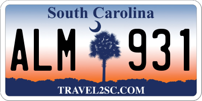 SC license plate ALM931