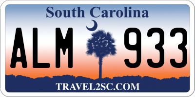 SC license plate ALM933