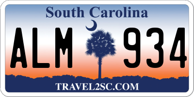 SC license plate ALM934