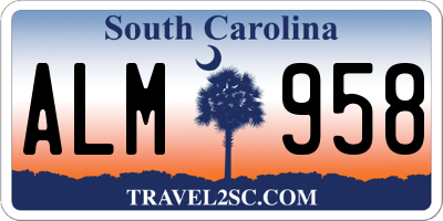 SC license plate ALM958