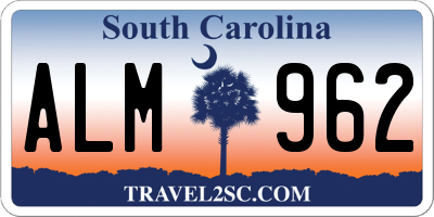 SC license plate ALM962