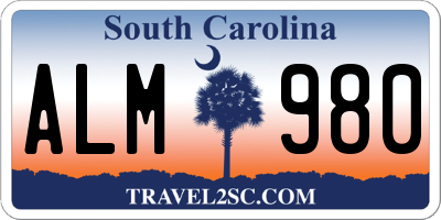 SC license plate ALM980