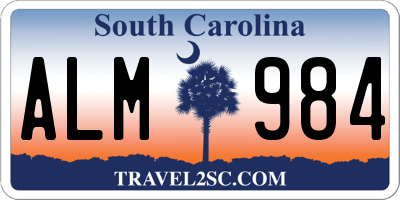 SC license plate ALM984