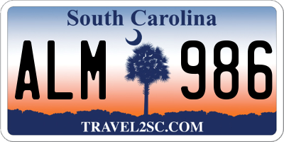 SC license plate ALM986