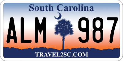 SC license plate ALM987