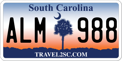 SC license plate ALM988
